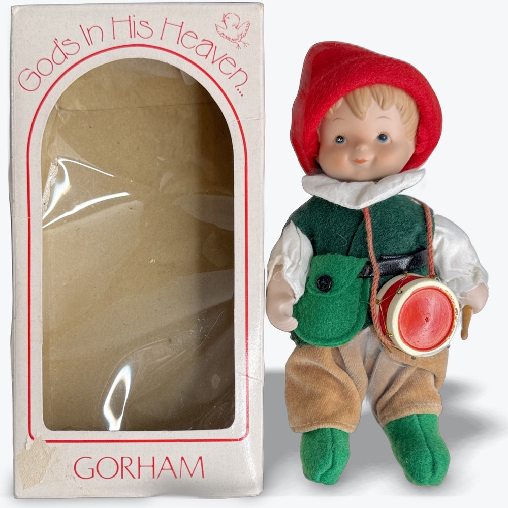 Gorham Gods in His Heaven Boy Drummer Christmas Decor Vintage 1984 German 7 inch